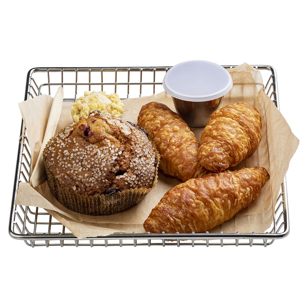 Tablecraft 10522 9" Square Serving Basket 1"H, Stainless Steel Wire