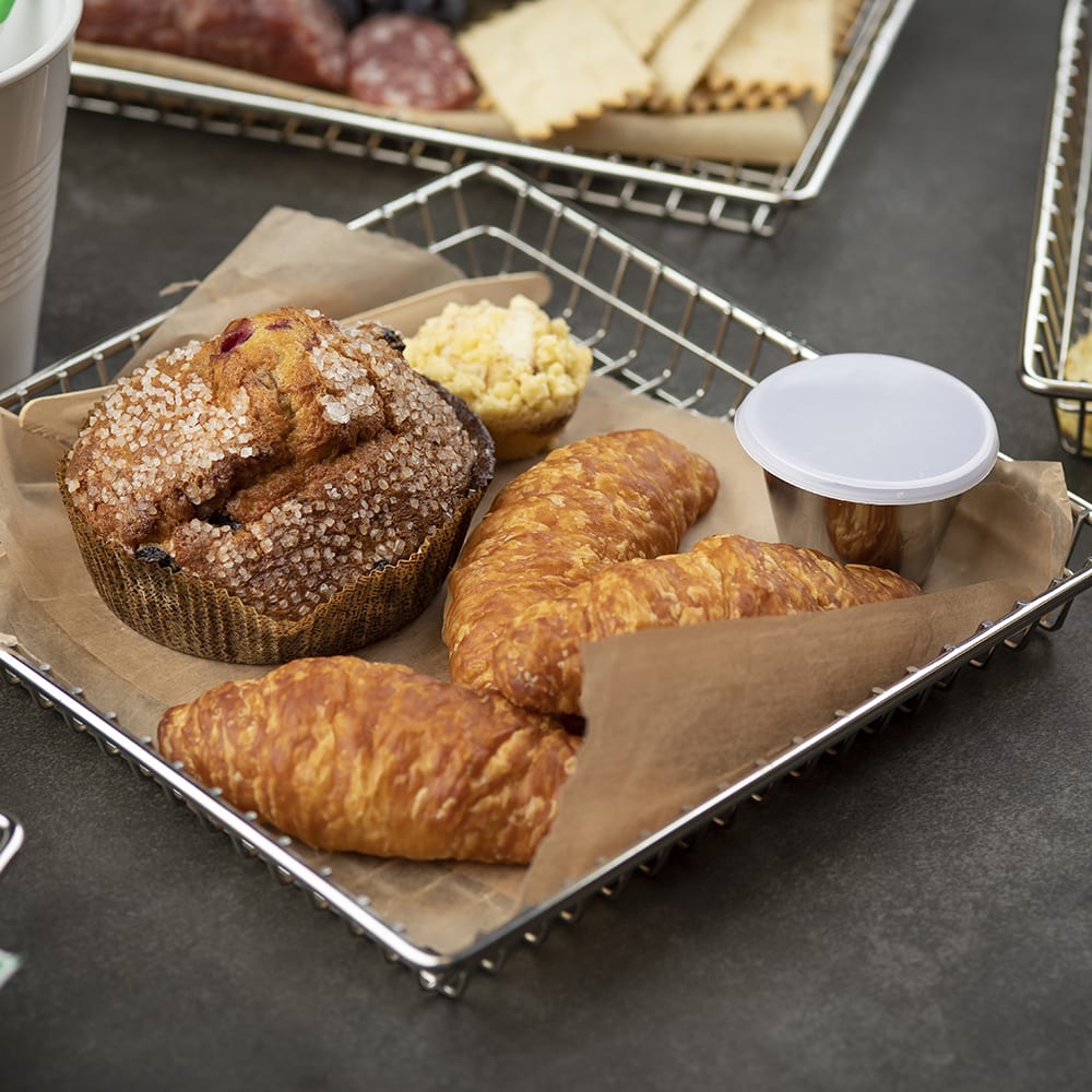 Tablecraft 10522 9" Square Serving Basket 1"H, Stainless Steel Wire