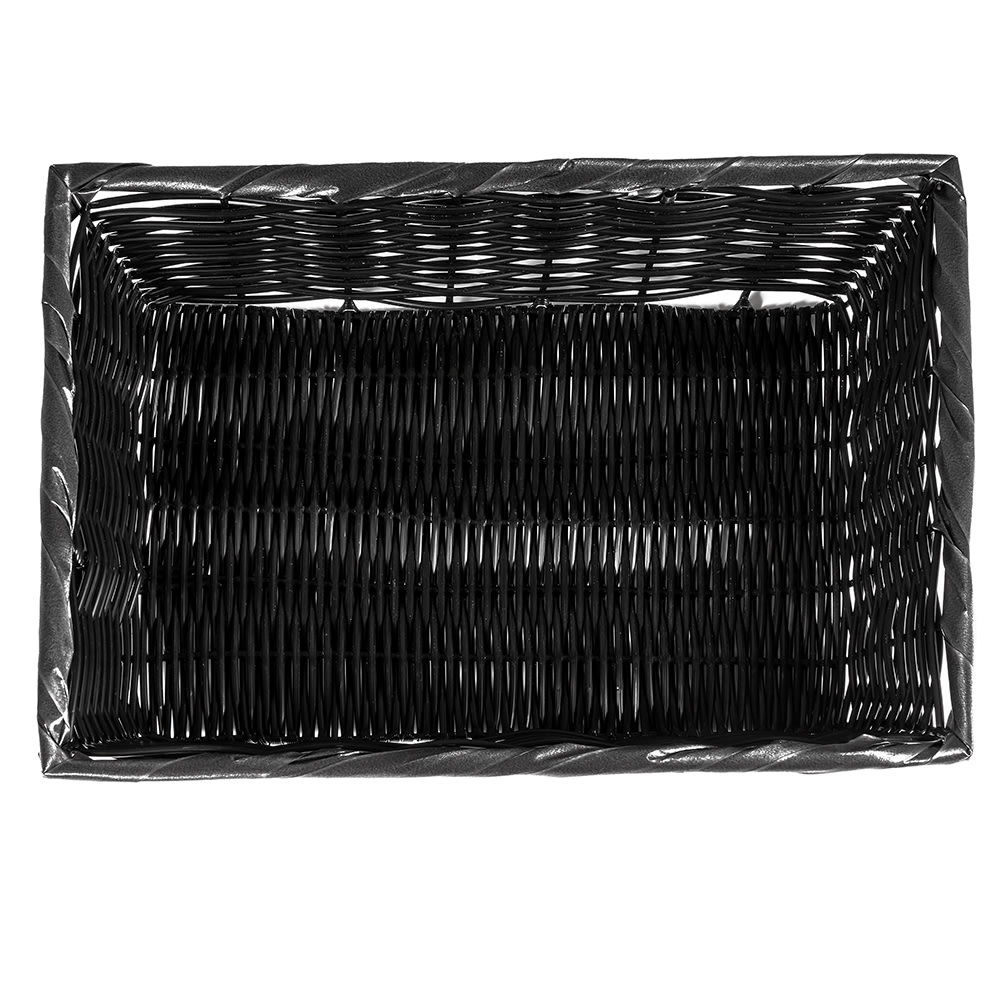 Tablecraft 2488 Rectangular Handwoven Basket, 14 x 10 x 3", Poly, Black