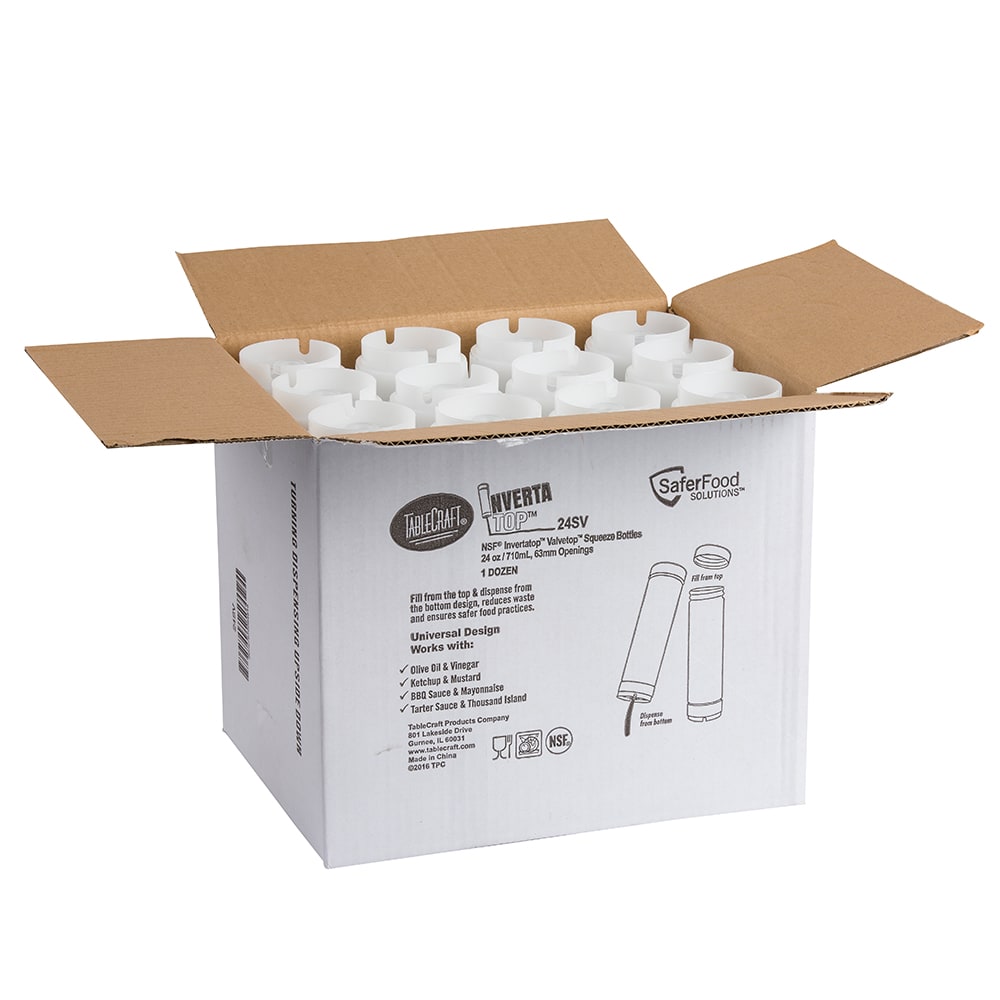 Tablecraft 24SV DualWay Squeeze Dispenser w/ ValveTop 63mm Opening, 24 oz