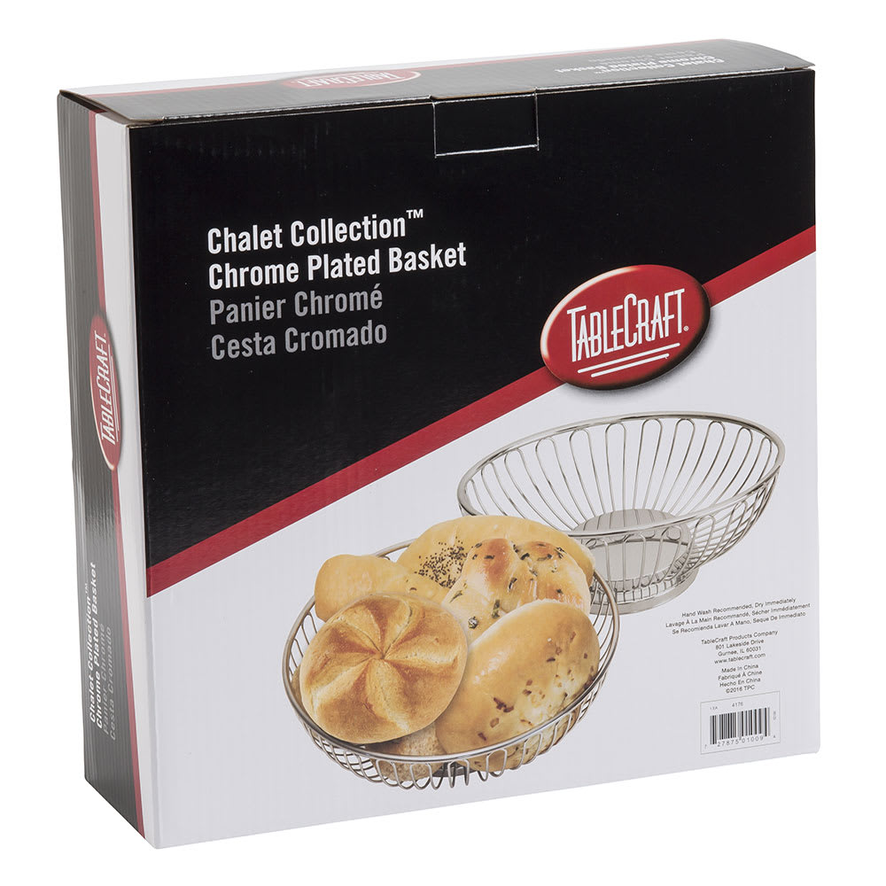 Tablecraft 4176 Bread Basket, Basket, Chrome Plated, Oval