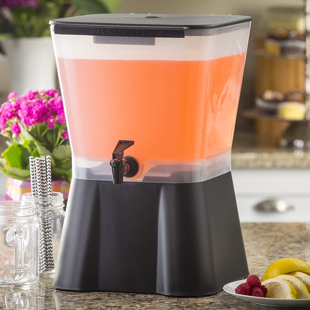 Tablecraft 953 3 gal Beverage Dispenser Plastic Container, Black Base