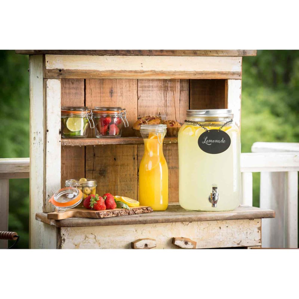 Tablecraft BDG3000 2 Gallon Mason Jar™ Round Glass Beverage Dispenser w/ Infuser Clear