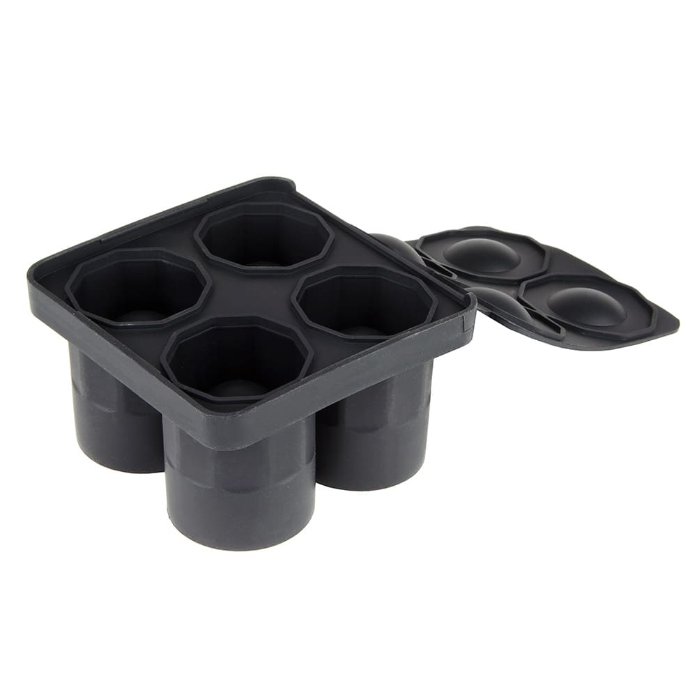 Tablecraft BSST Ice Cube Tray, (4) 1oz Shot Glasses, Black Silicone