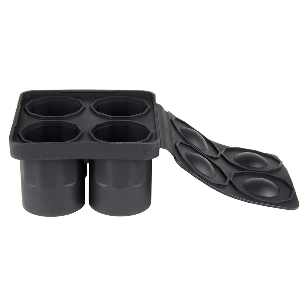 Tablecraft BSST Black Silicone 4 Compartment 1 oz. Round Shot Glass Ice  Mold with Lid