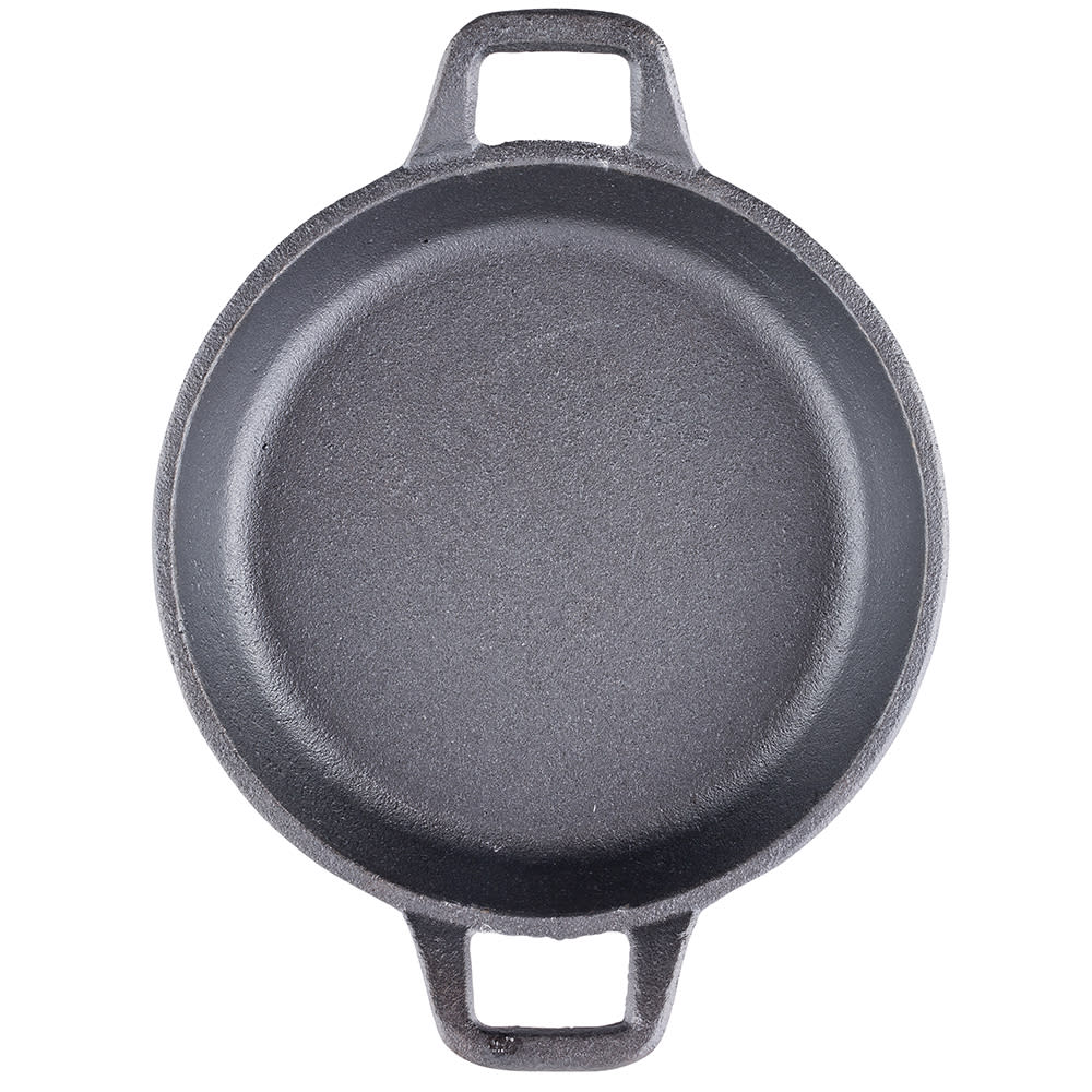TableCraft Cast Iron Round Mini Casserole With Lid, 8 Oz, Black, Pre-Seasoned Single-Serve Cookware, Oven To Table