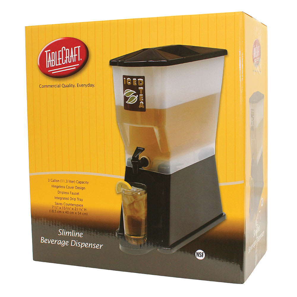 Tablecraft H353DP 3 gal Beverage Dispenser Plastic Container, Black Base
