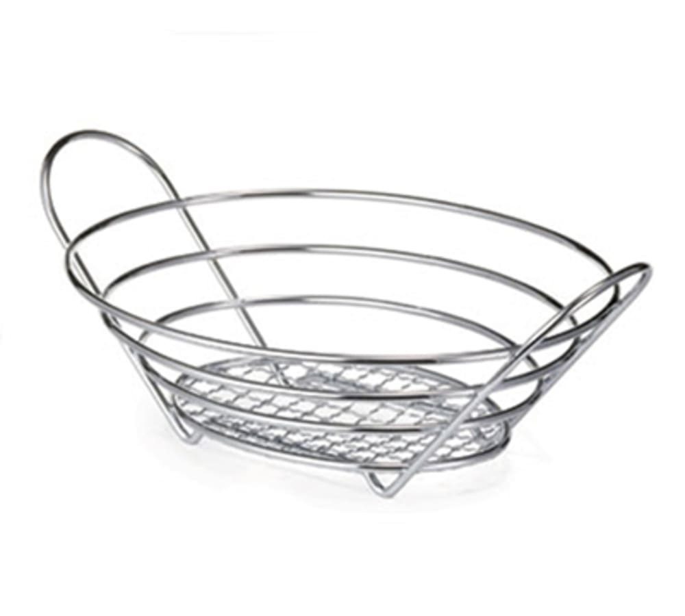 Tablecraft H717611 Chrome Plated Oval Serving Basket, 11 1/2 x 8 3/4 x
