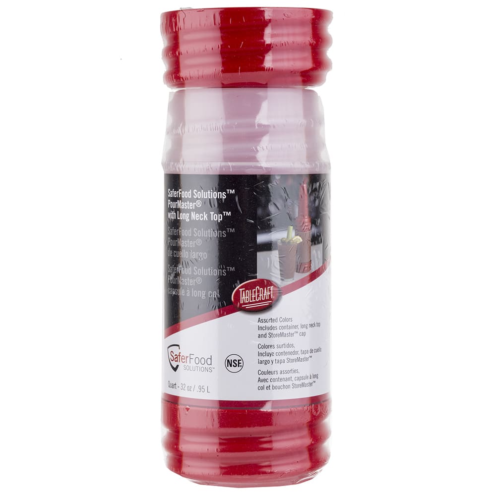 Tablecraft N32A PourMaster 1 qt Bottle w/ Long Neck & Top, Assorted