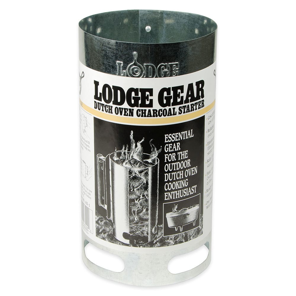 Lodge A51 6 1/2" Round Camp Charcoal Chimney Starter w/ Wooden Handle