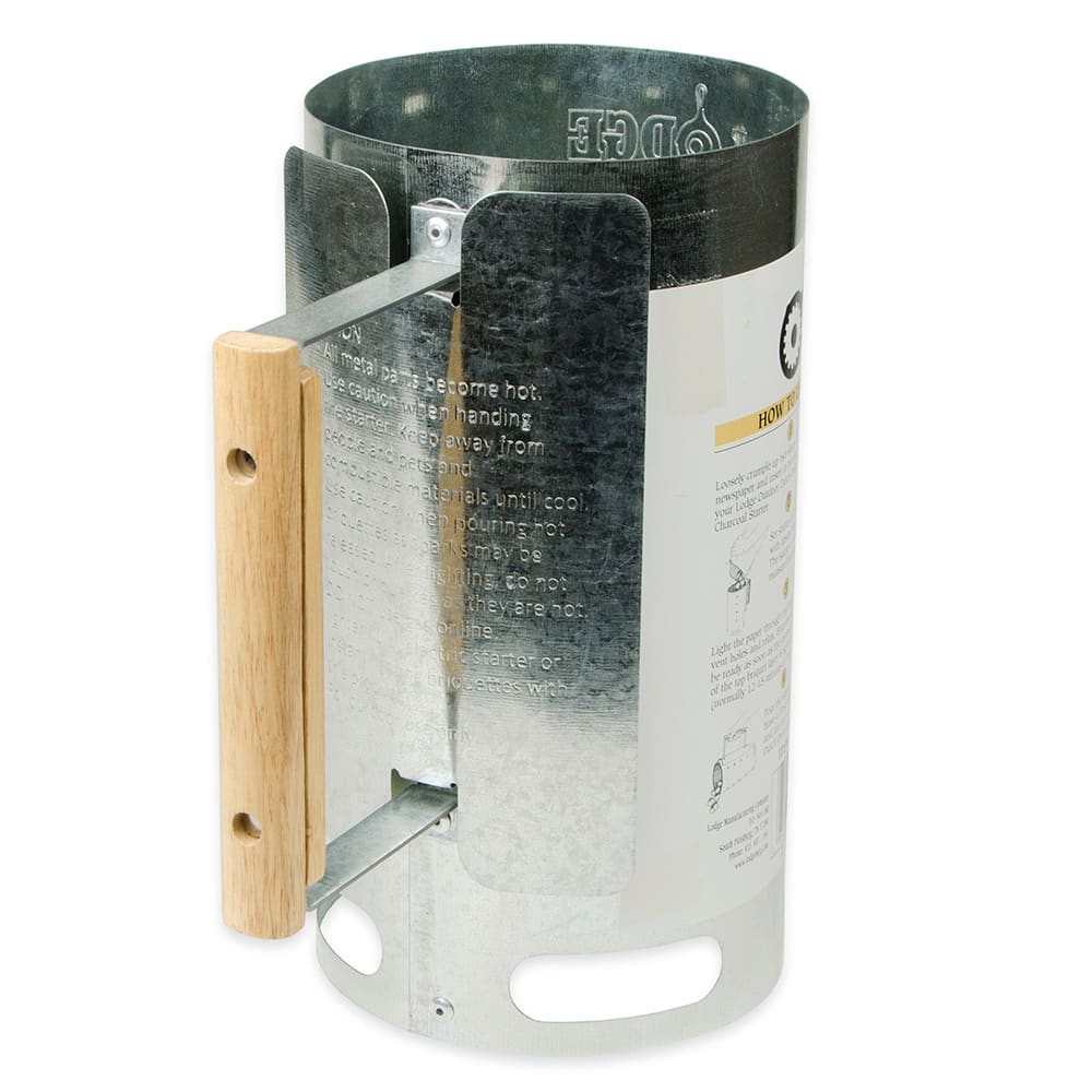 Lodge A51 6 1/2" Round Camp Charcoal Chimney Starter w/ Wooden Handle