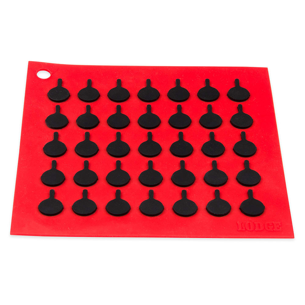 Lodge AS7S41 Silicone Square Trivet w/ Black Logo Skillets, 7x7", Red