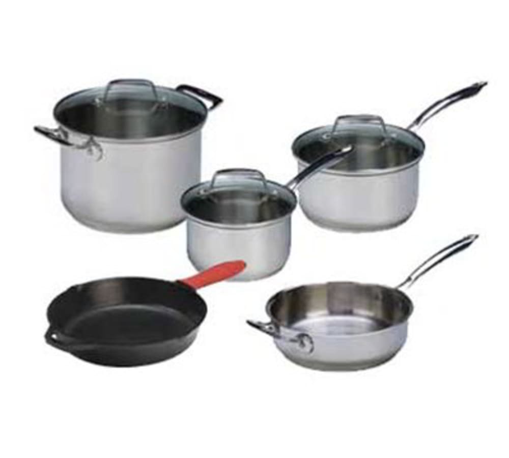 Lodge SC90SET Cookware Set w/ 2Sauce Pans, 3Lids, 2Skillets & Stock Pot