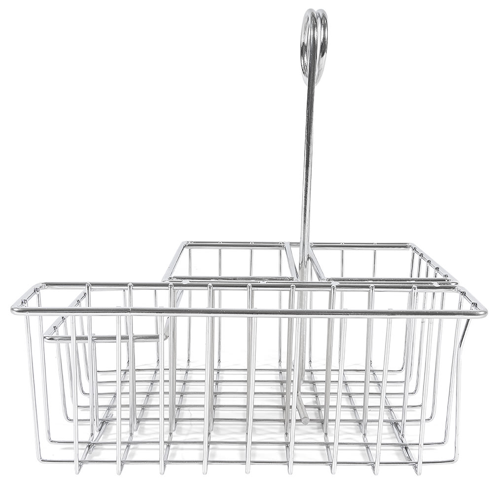GET 421696 4 Compartment Rectangular Condiment Caddy Chrome
