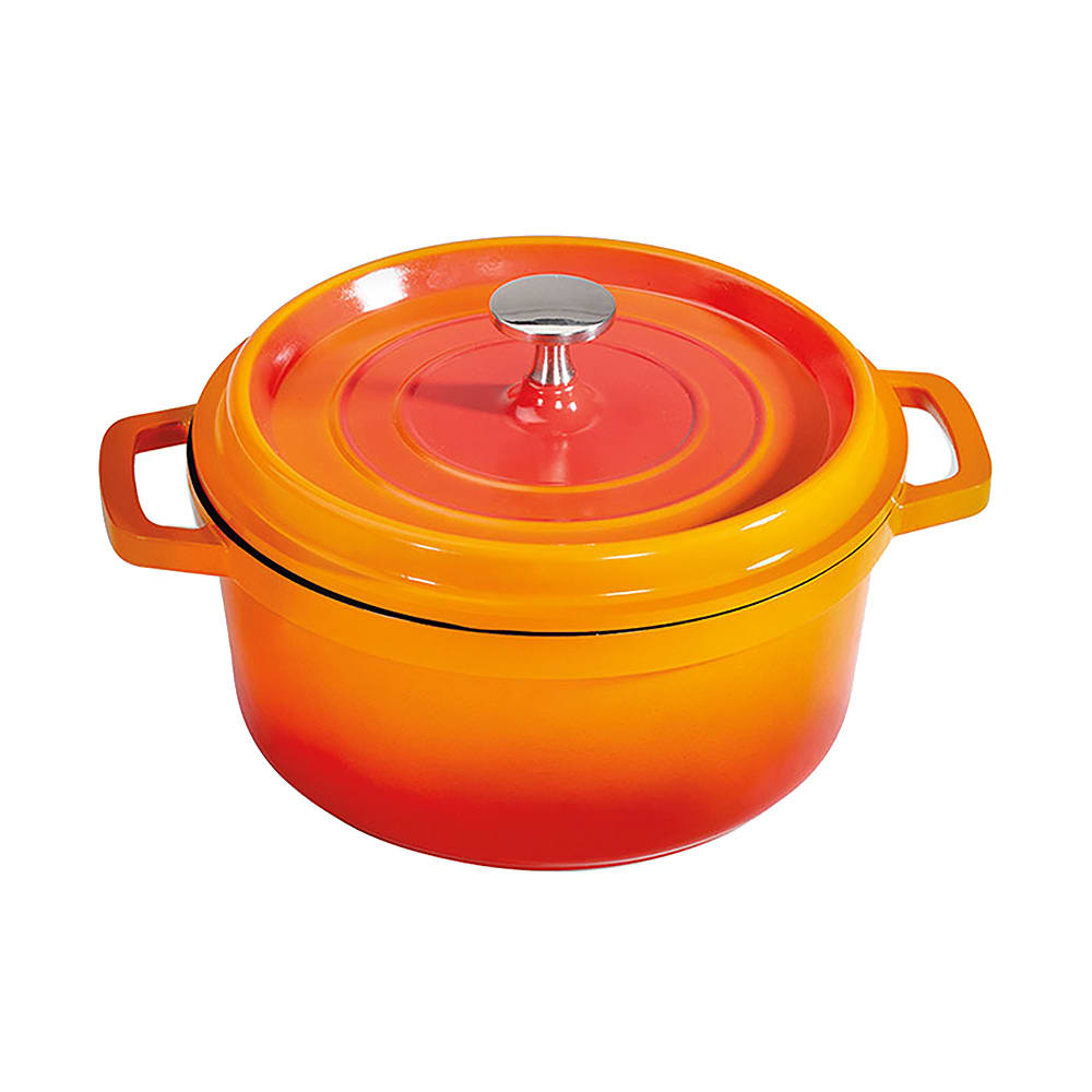 GET Heiss 4.5 Qt. Yellow Enamel Coated Cast Aluminum Round Dutch Oven with  Lid CA-012