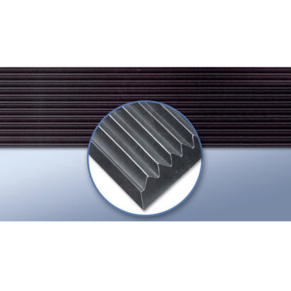 Rectangular Heavy Duty Black Rubber Scraper Mat With Corrugated Ridges 36  x 10