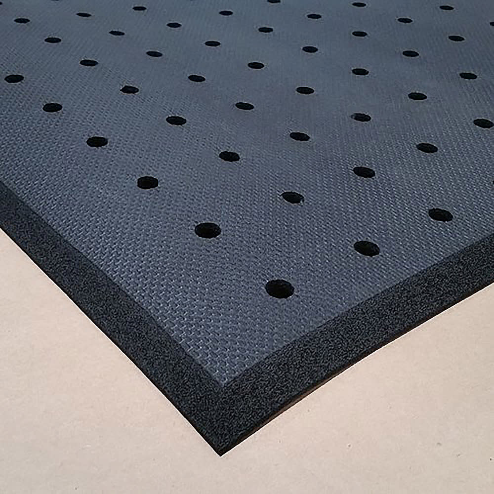 Cactus Mat 2200-35H Black VIP Black Cloud 3 ft x 5 ft Grease-Proof Rubber  Anti-Fatigue Floor Mat With Drainage Holes, 3/4 Thick
