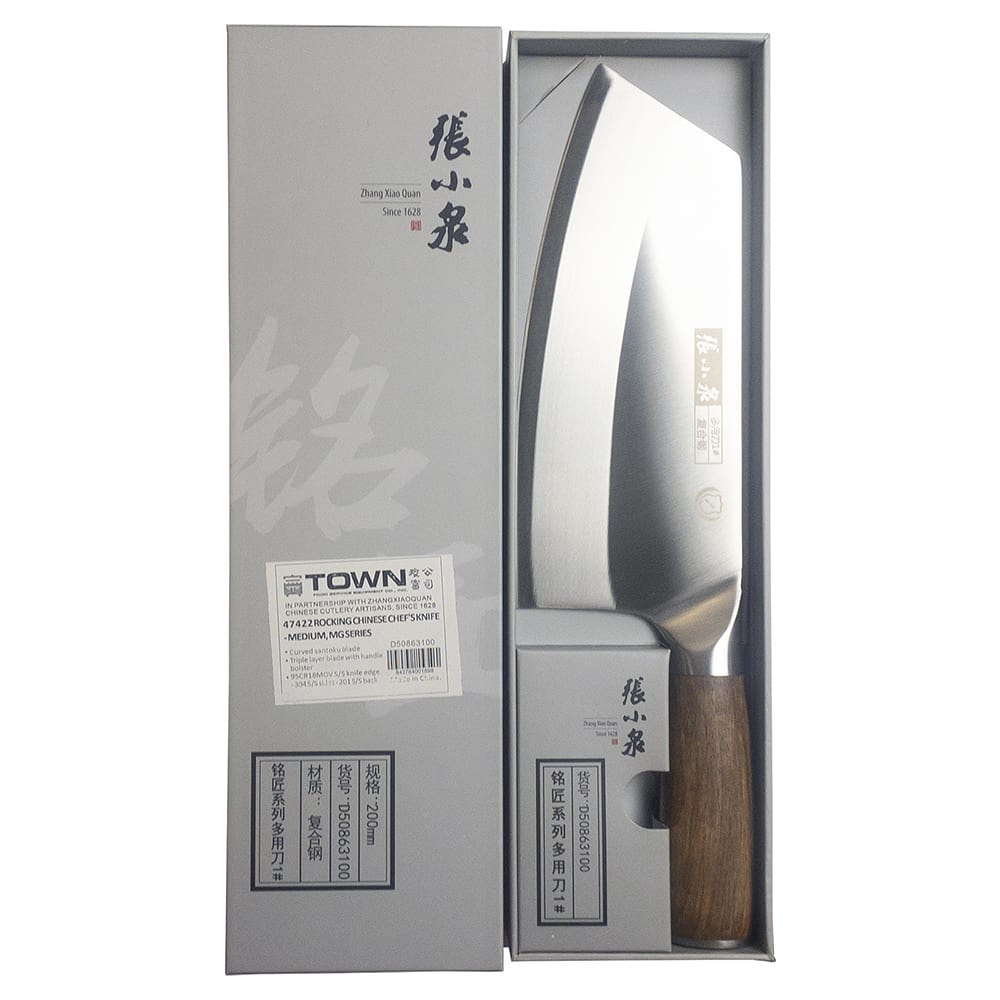 Town 47424 9 Large Meat Cleaver w/ Wood Handle, Stainless Steel