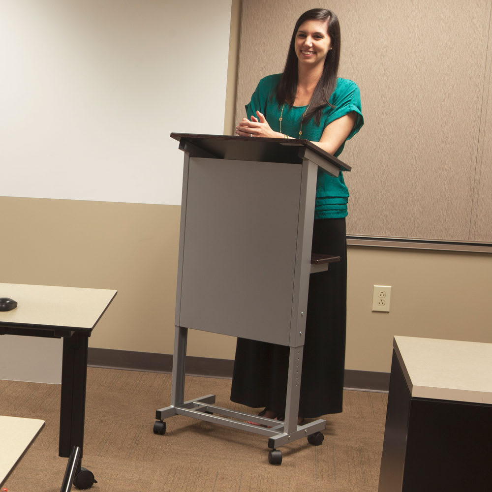 Luxor Furniture LXADJDW 23 1/2" Adjustable Rolling Podium Steel