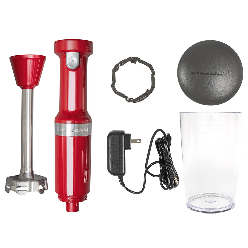 KitchenAid KHBBV53ER Cordless Hand Blender w/ 8" Blending Arm, Empire Red