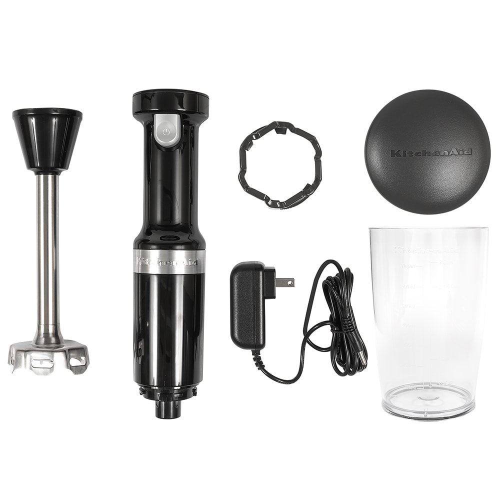 KitchenAid KHBBV53OB Cordless Hand Blender w/ 8" Blending Arm, Onyx Black