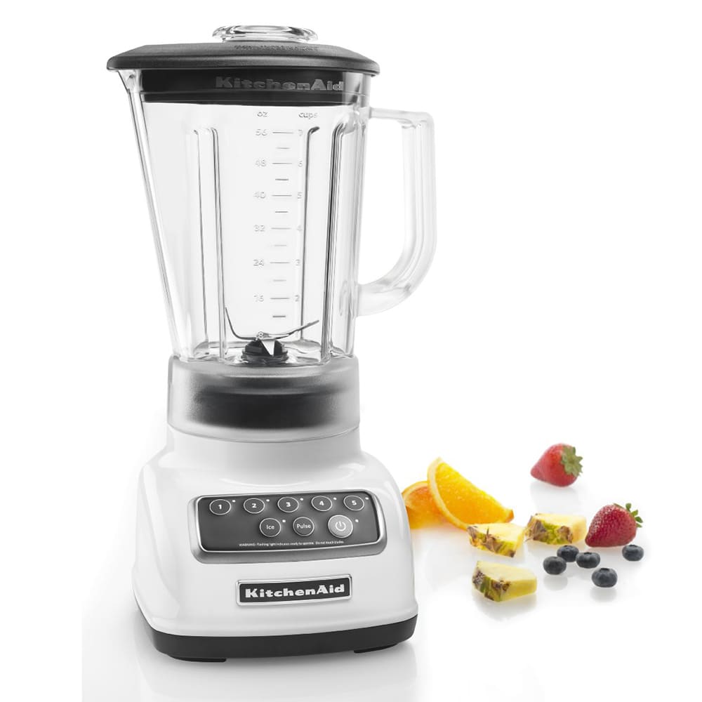 KitchenAid KSB1570 5 Speed Countertop Blender w/ 56 oz Pitcher, White