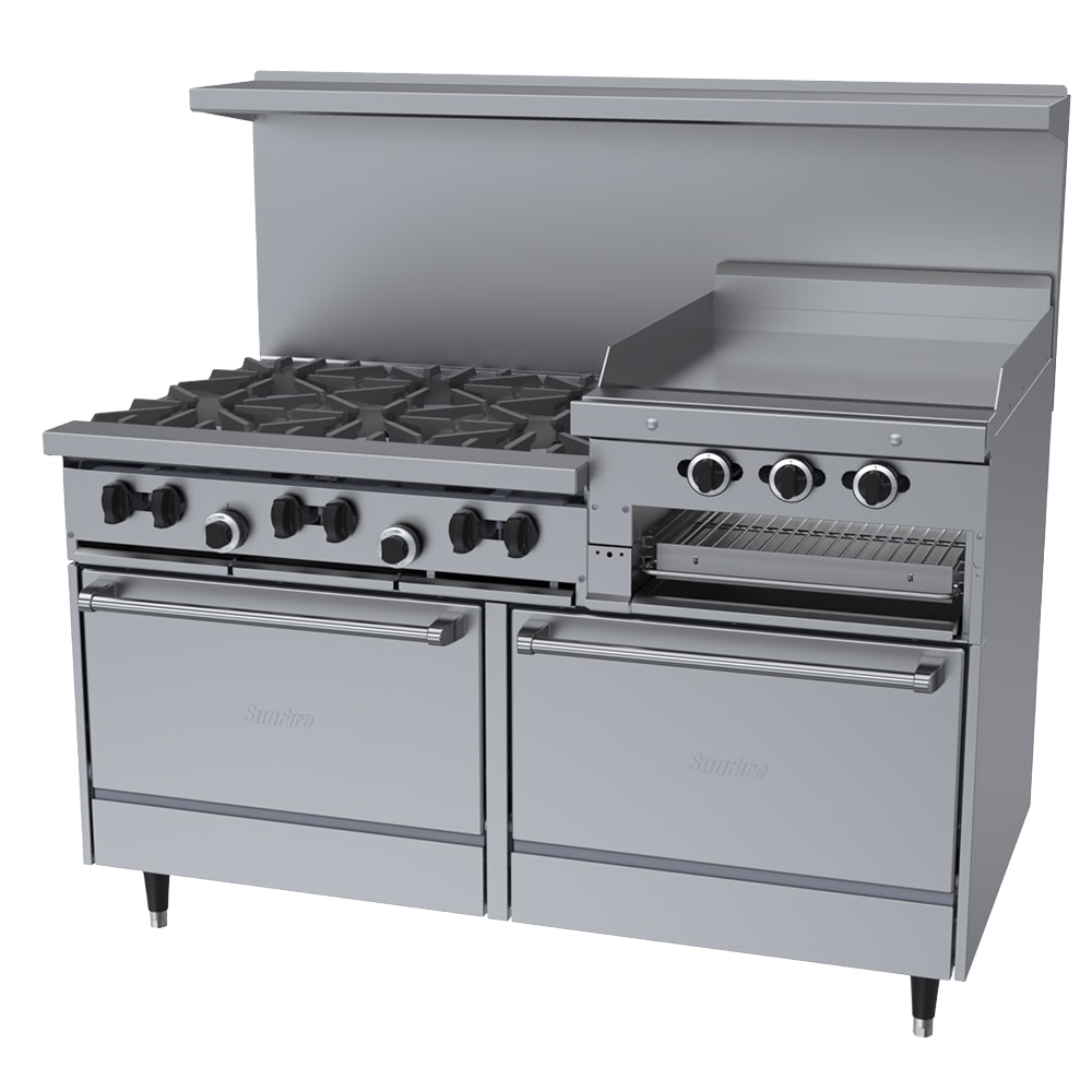 Garland X606R24RR 60" 6 Burner Sunfire Gas Range w/ Griddle/Broiler