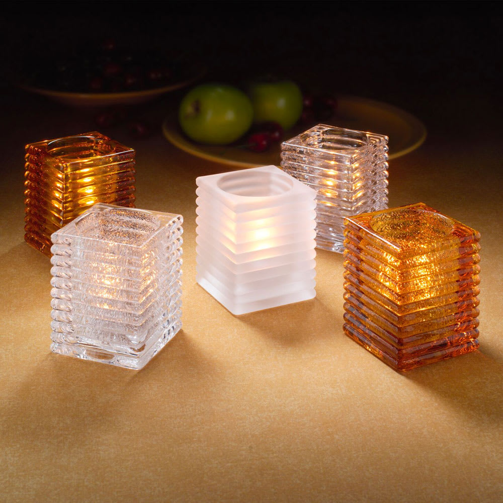 Hollowick 1511CJ Horizontal Rib Glass Block Lamp, 4 1/8" H x 2 7/8" W