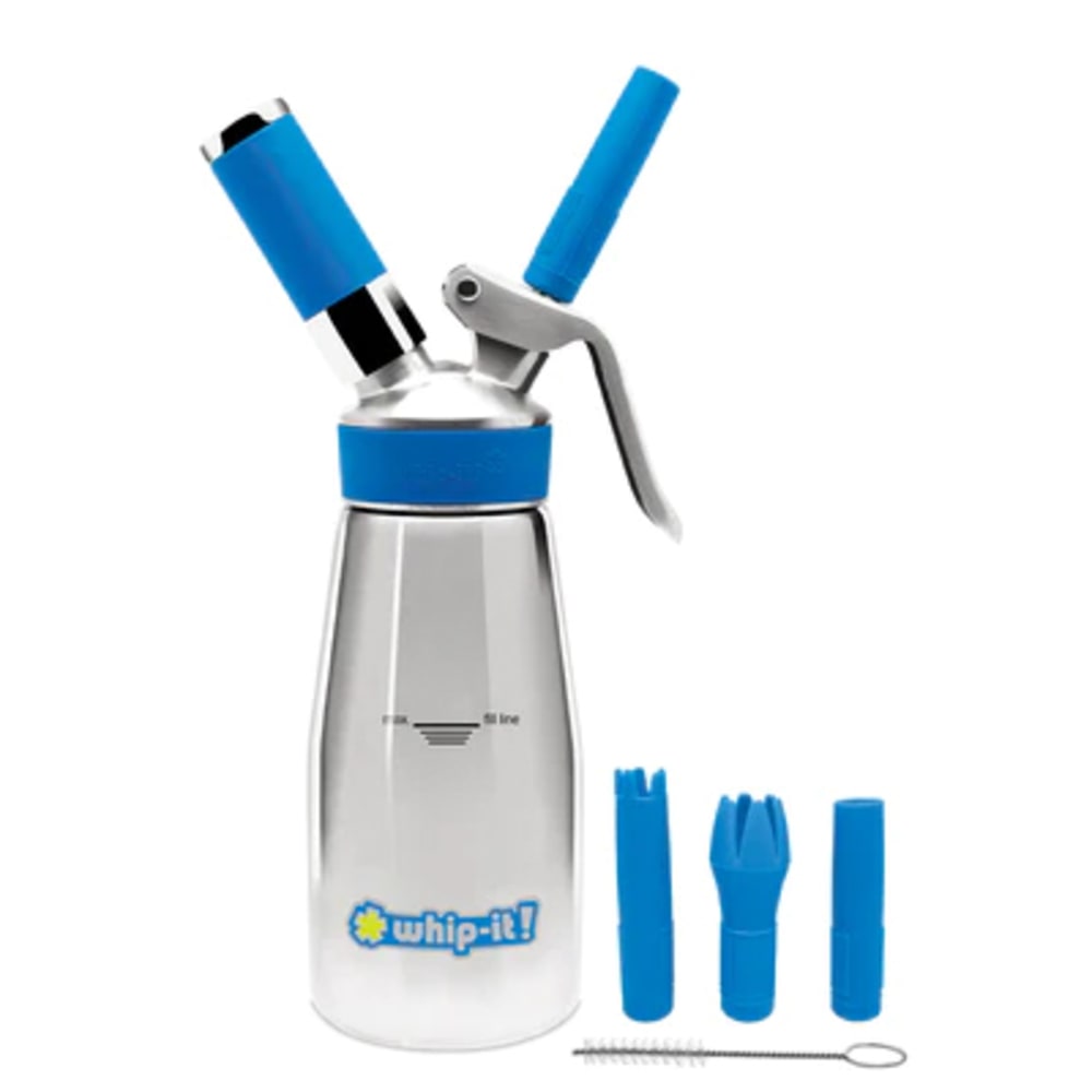 Whip-it! DC-SPEC-Q01S 1/4 Liter Whipped Cream Dispenser w/ (3) Nozzles, Stainless Steel, Silver , 3 Nozzles
