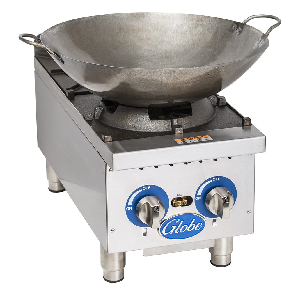Globe GHP12G 12" Gas Hot Plate w/ (2) Burners & Manual Controls