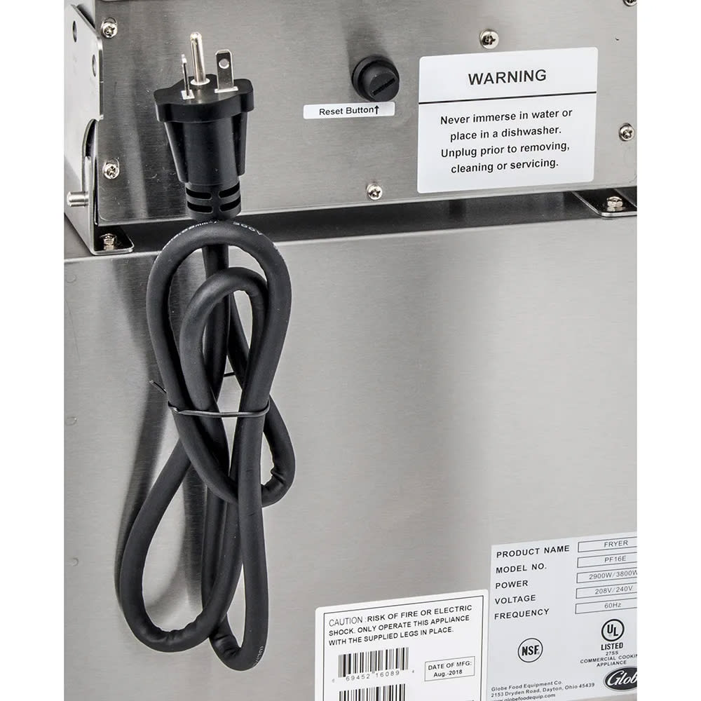 Globe PF16E Countertop Electric Fryer (1) 16 lb Vat, 208240v/1ph