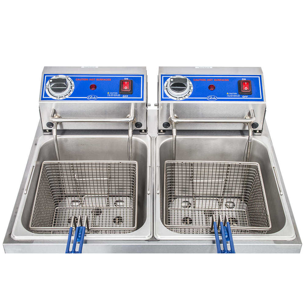 Globe PF32E Countertop Electric Fryer (2) 16 lb Vats, 208 240v/1ph