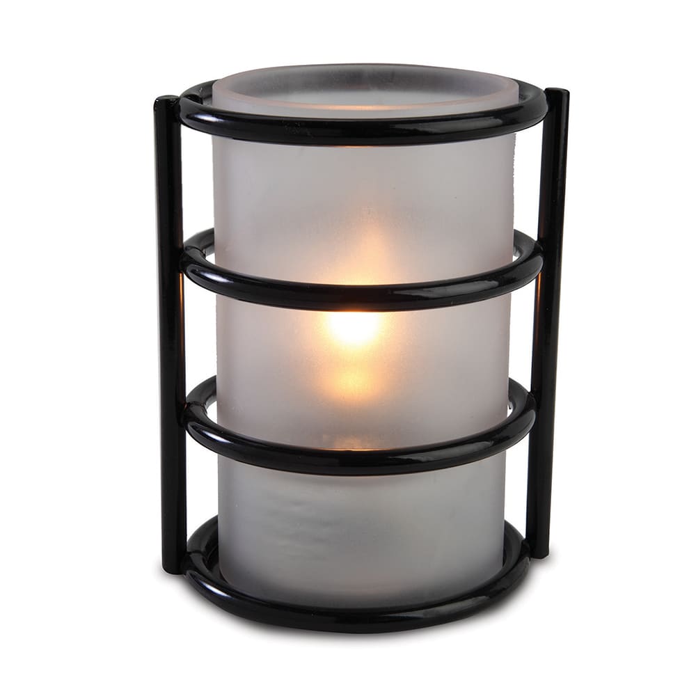 Sterno 80386 Epic Candle Lamp 2 5/8"D x 5"H, Frost Glass/Black Base