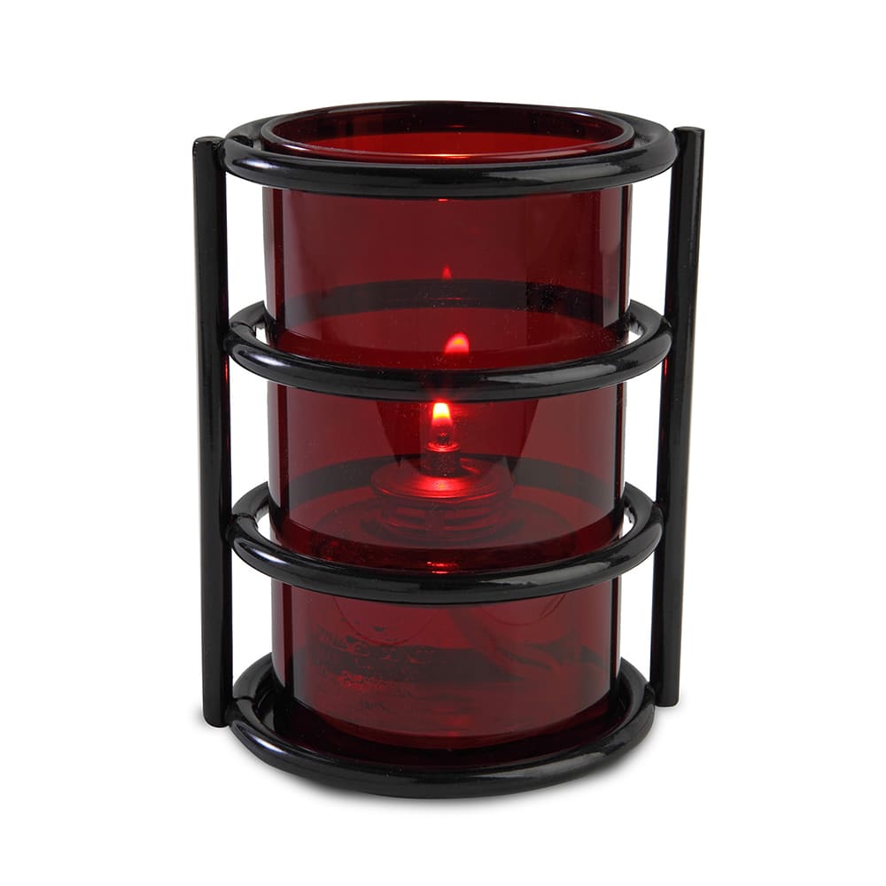 Sterno 80390 Epic Candle Lamp 2 5/8"D x 5"H, Red Glass/Black Base