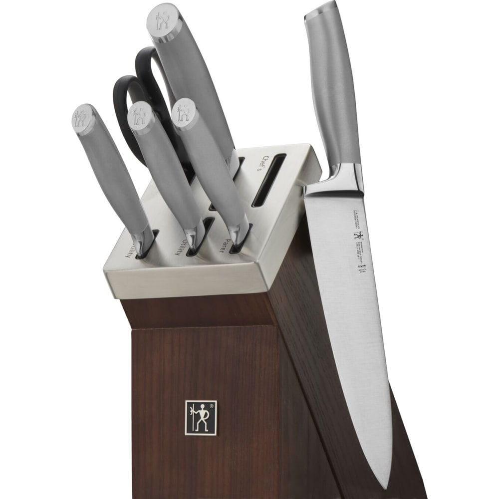 HENCKELS Graphite 14-pc Self-Sharpening Knife Set with Block, Chef Knife,  Paring Knife, Utility Knife, Bread Knife, Steak Knife, Black, Stainless