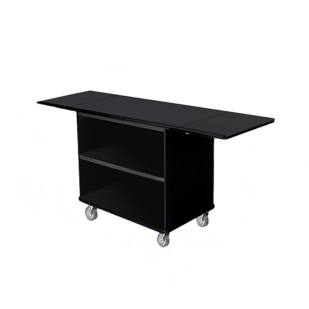 Forbes Industries 4792EN Coffee/Beverage Cart w/ (2) Shelves & (2) Drop Leaves Laminate, Black