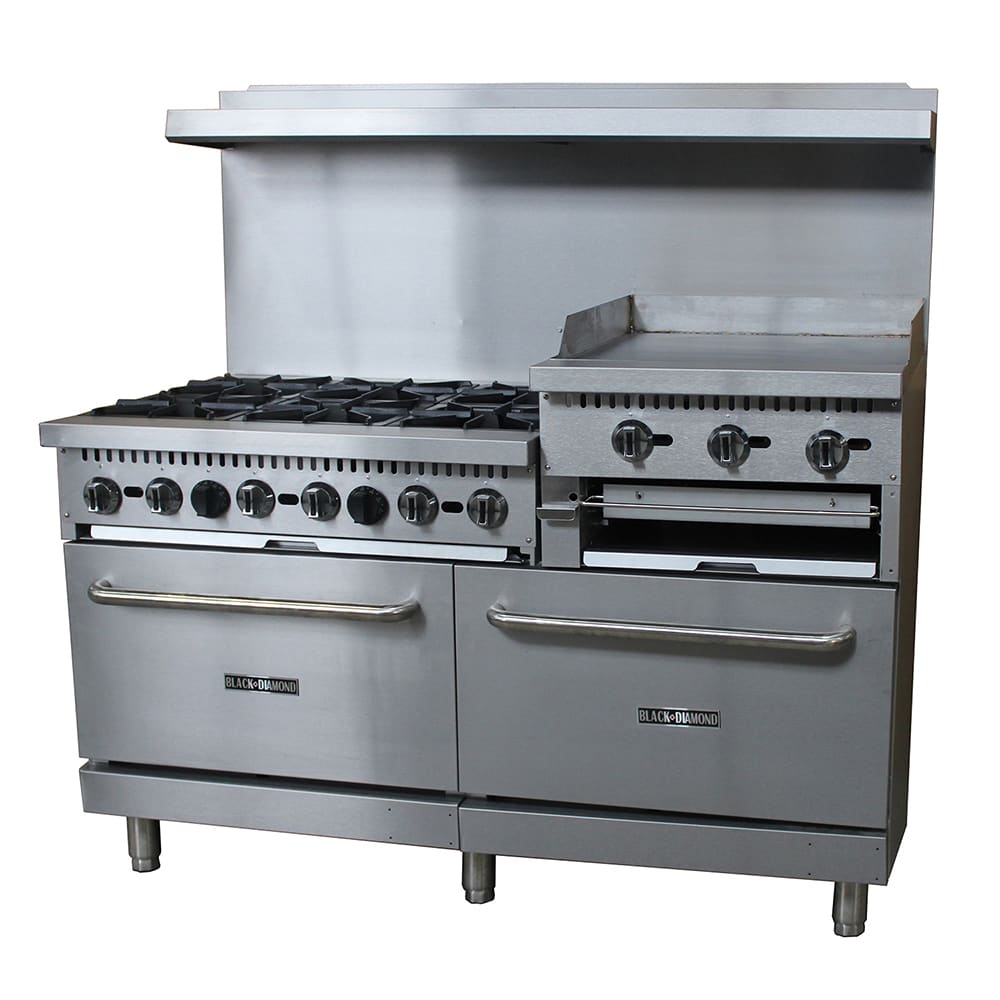 Black Diamond BDGR6024GB 60" 6 Burner Gas Range w/ Griddle, Natural Gas