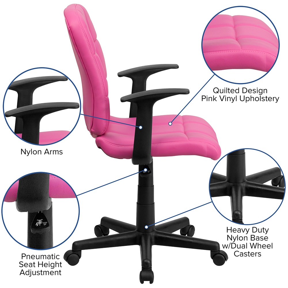 Flash Furniture GO16911PINKAGG Swivel Office Arm Chair w/ Mid Back