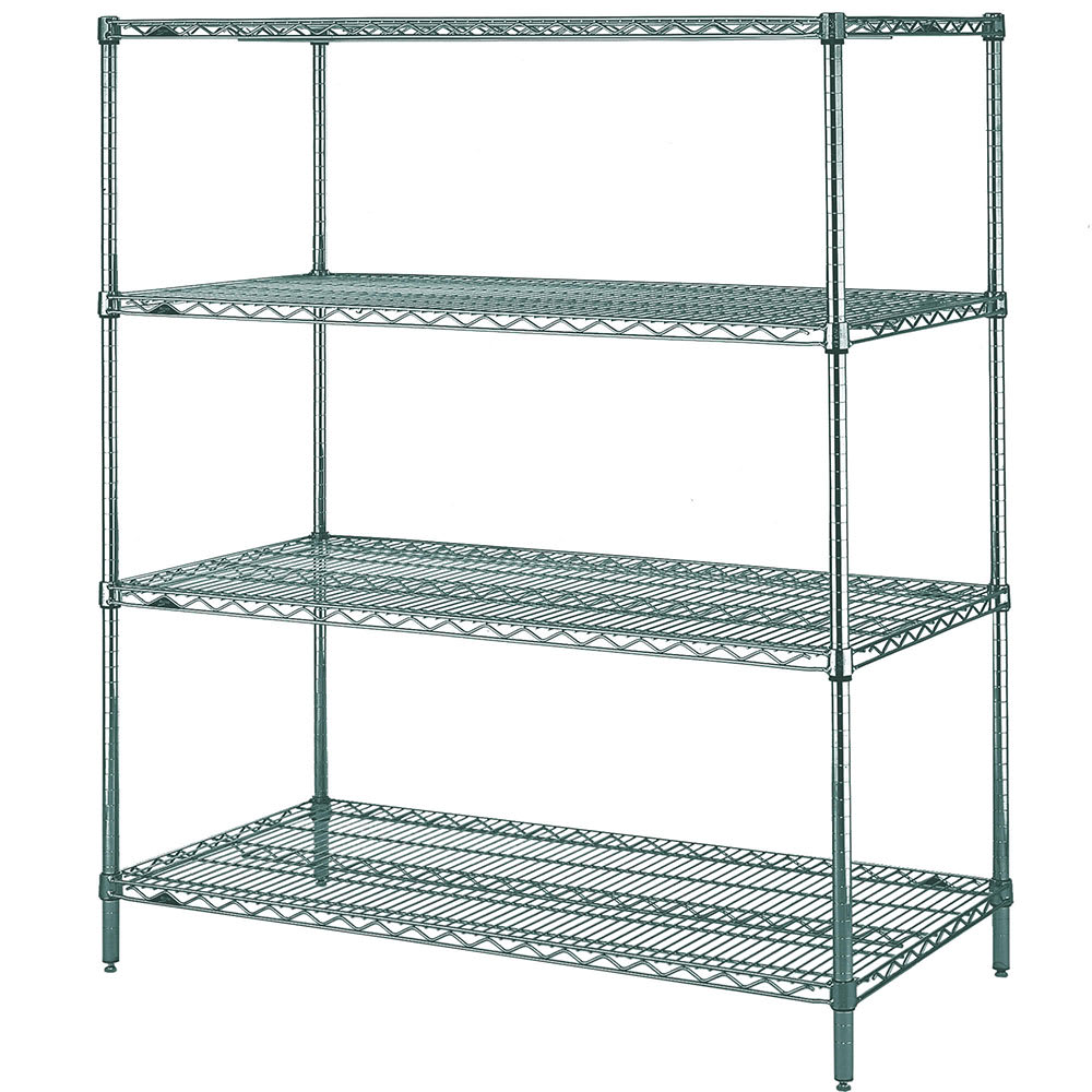 001-N566K3 60" NSF 4-Tier Epoxy Coated Wire Shelf Kit - Super Erecta®, 24"W, 63"H