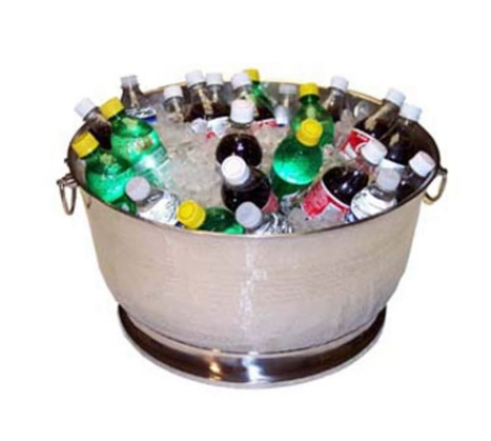 002-T707PT 17 qt Hammered Double Wall Party Tub, 15 3/4 in Diameter, Stainless Steel