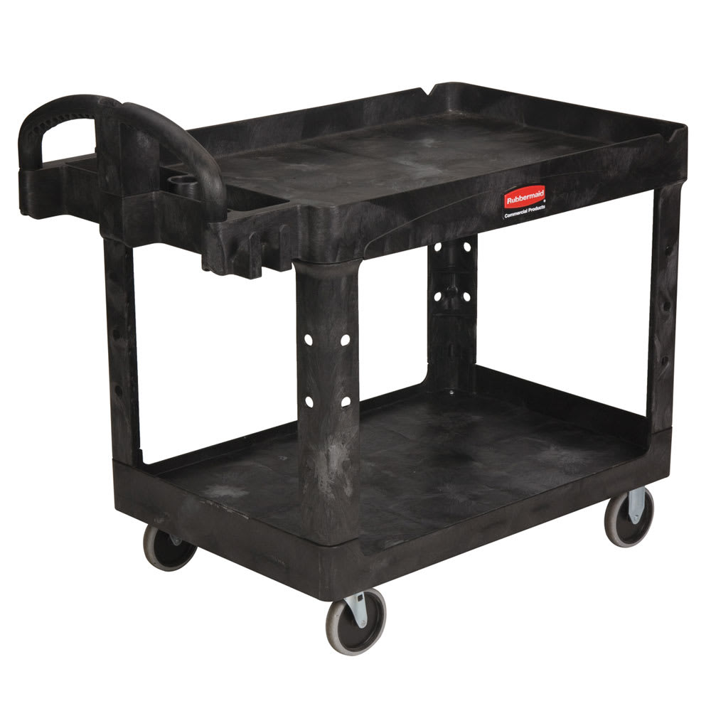 007-452088BK 2 Level Polymer Utility Cart w/ 500 lb Capacity, Raised Ledges
