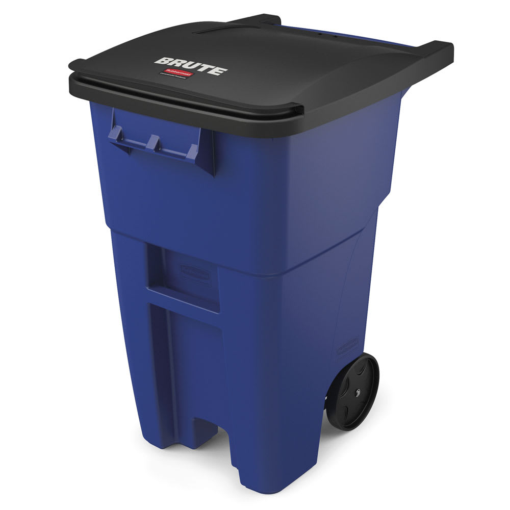 Rubbermaid FG9W2700BLUE 50 gal Utility Wheeled Trash Can 36 1 2 H x 23 2 5 W x 28 1 2 L Blue