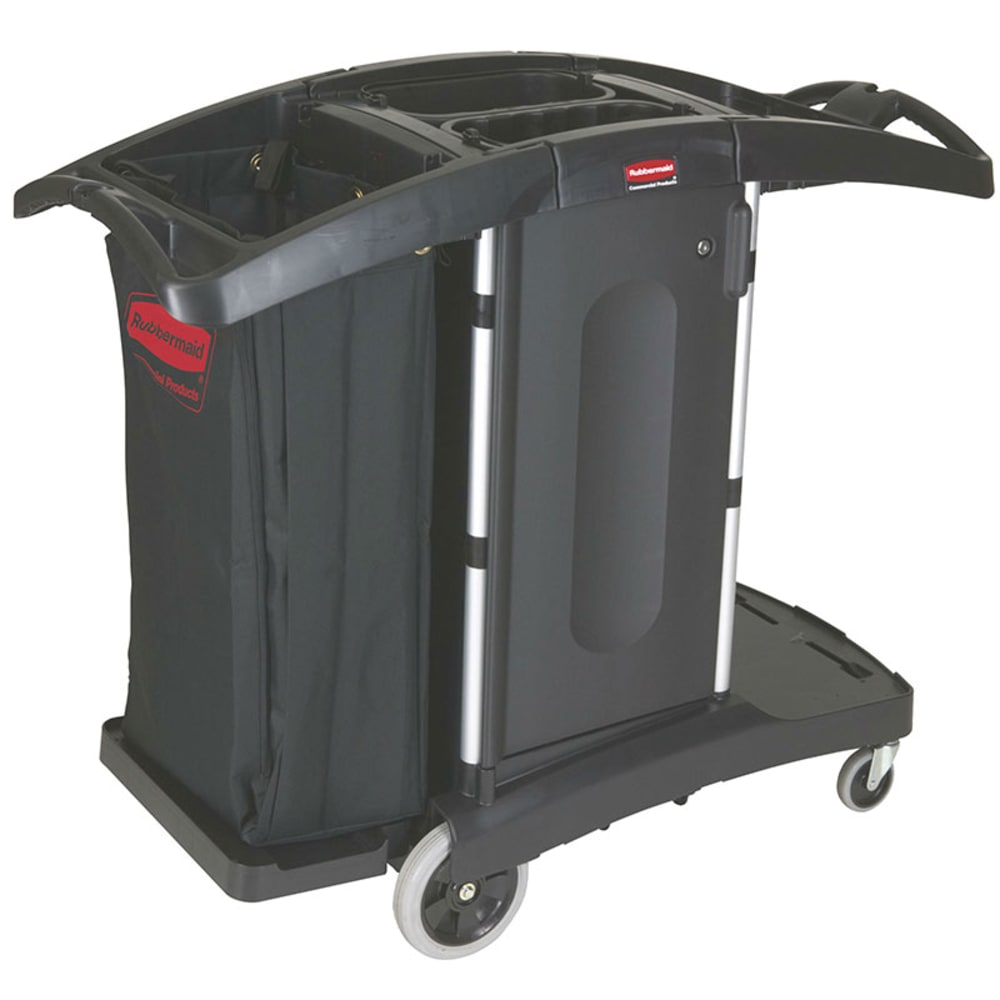 007-FG9T7600BLA Compact Housekeeping Cart w/ Locking Doors, 51 3/4"L x 22"W x 44"H...