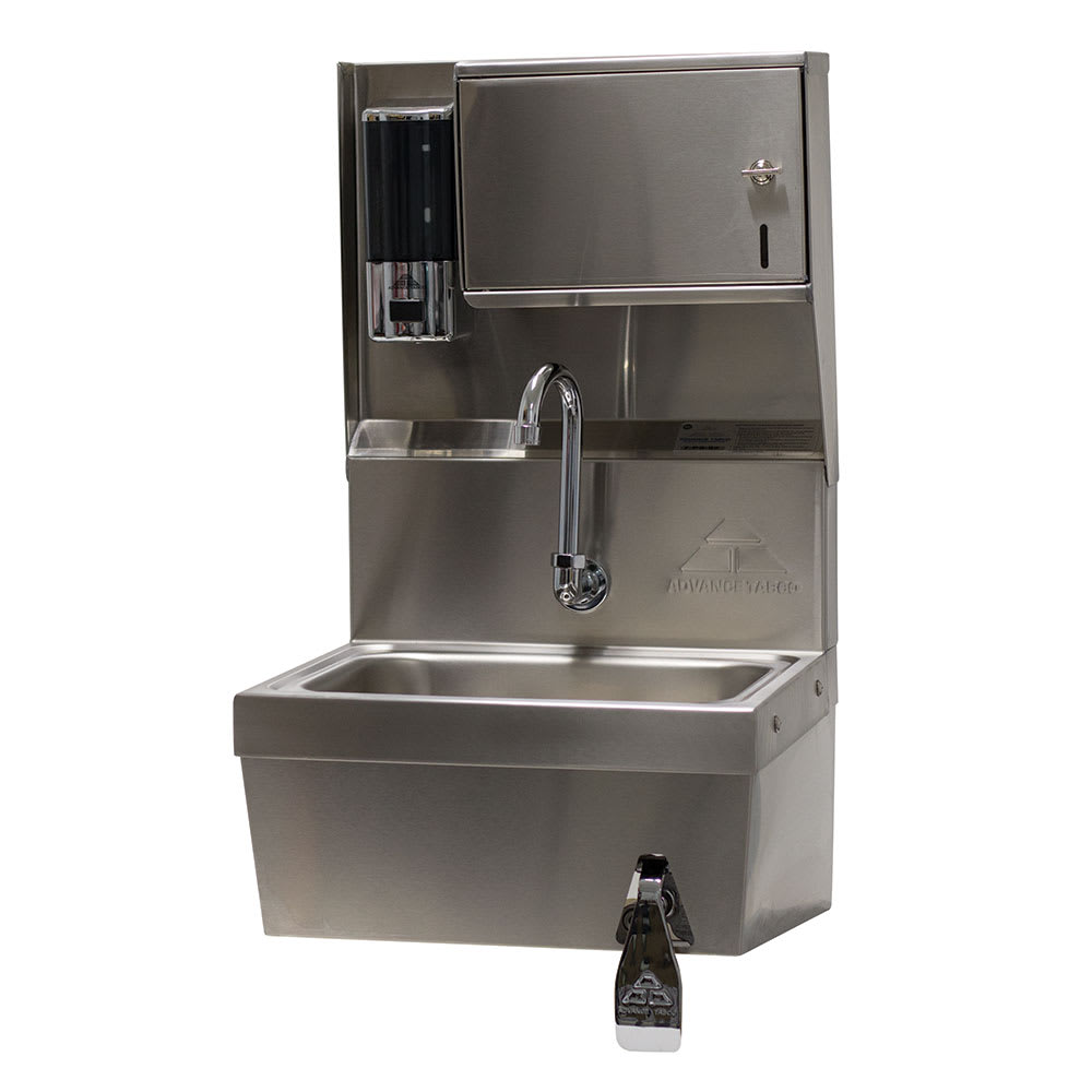 009-7PS82 Wall Mount Commercial Touchless Hand Sink w/ 14"L x 10"W x 5"D Bowl, Kne...
