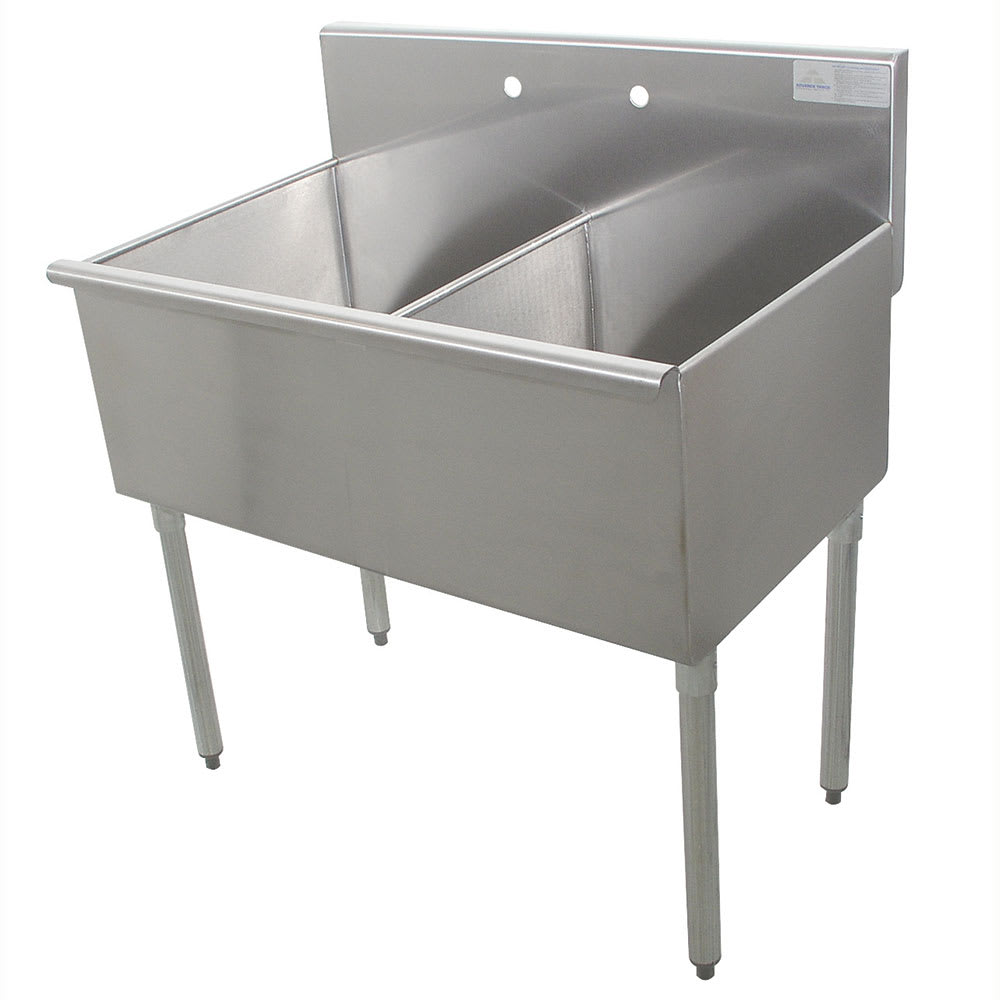 009-62362X 36" 2 Compartment Sink w/ 18"L x 21"W Bowl, 14" Deep