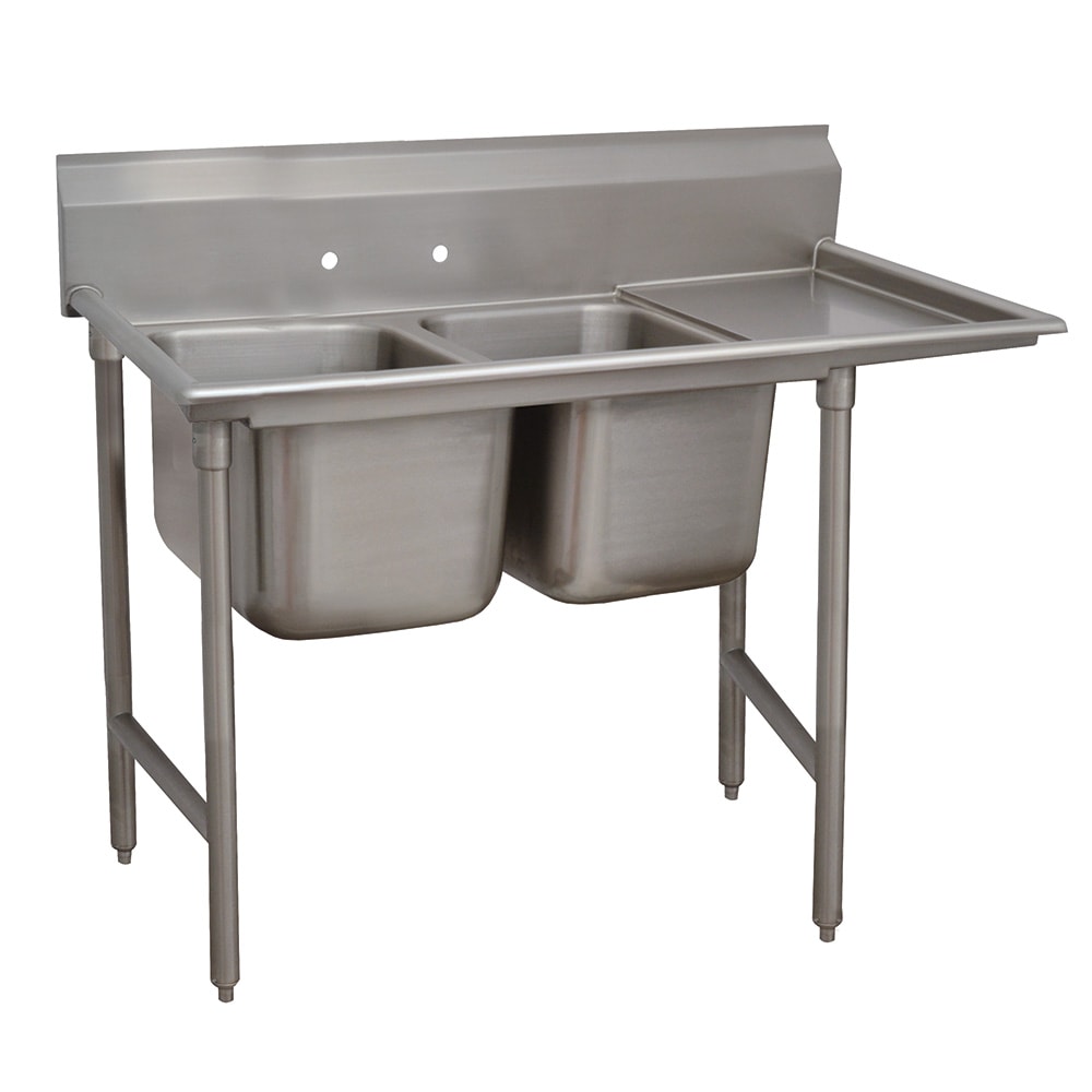 009-923618R 59" 2 Compartment Sink w/ 16"L x 20"W Bowl, 12" Deep
