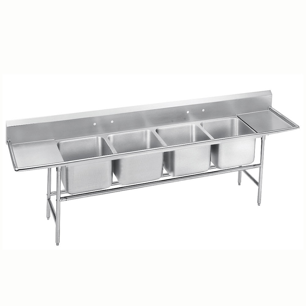 009-9248018RL 126" 4 Compartment Sink w/ 20"L x 20"W Bowl, 12" Deep