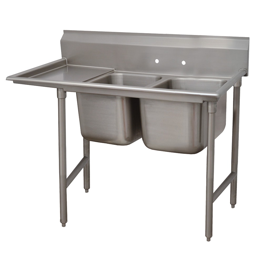 009-9323618L 59" 2 Compartment Sink w/ 16"L x 20"W Bowl, 12" Deep