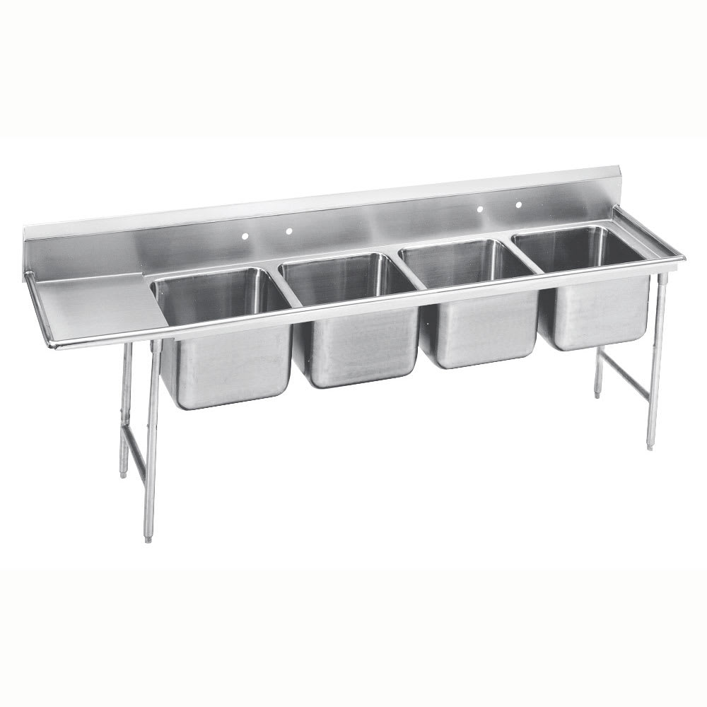 009-93248036L 129" 4 Compartment Sink w/ 20"L x 20"W Bowl, 12" Deep