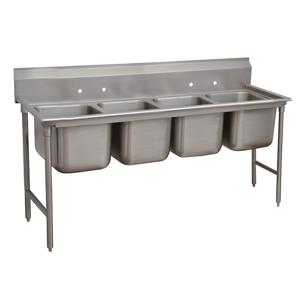 009-93472 83" 4 Compartment Sink w/ 16"L x 20"W Bowl, 12" Deep